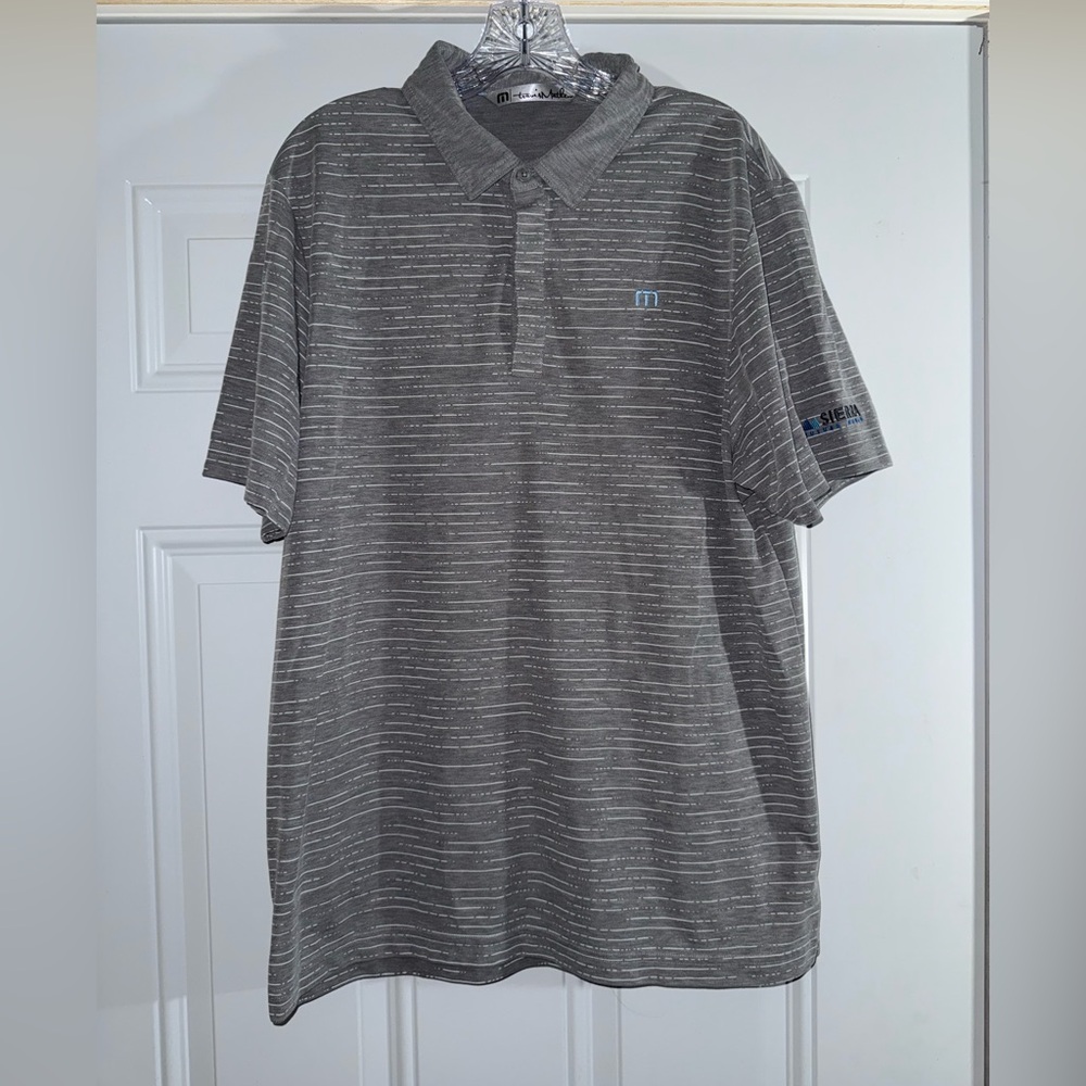 Travis Mathew Gray Striped Polo Shirt size L